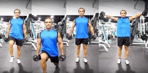 Dumbbell Lunge-Lateral Raise