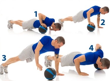 Ball-Crossover pushup